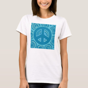 Blue Peace Sign Design T-Shirt