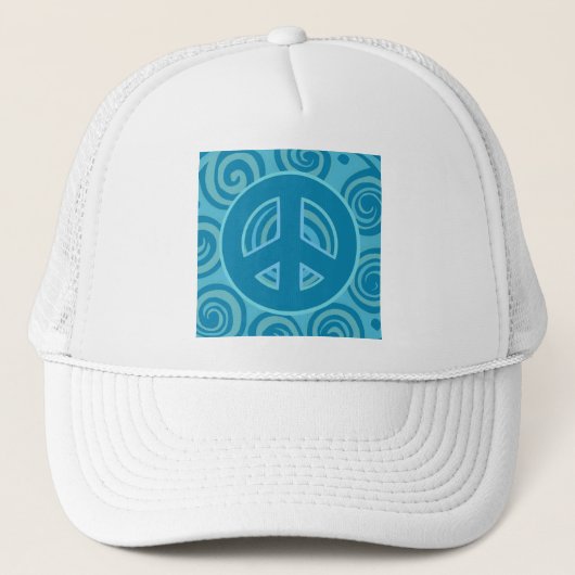 Blue Peace Sign Design Truckerkappe (Vorderseite)