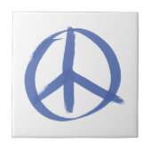 Blue Peace Sign Fliese (Vorderseite)