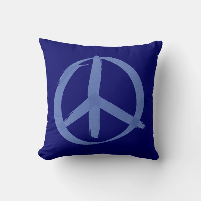 Blue Peace Sign Kissen (Vorderseite)