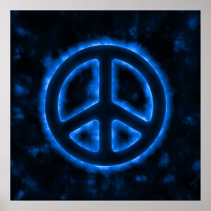 Blue Peace Sign Poster