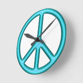 Blue Peace Sign Runde Wanduhr (Winkel)