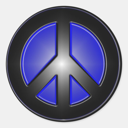 Blue Peace Sign Runder Aufkleber (Vorderseite)