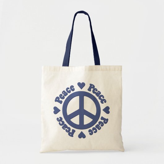 Blue Peace Sign Tote Bag Tragetasche (Vorne)