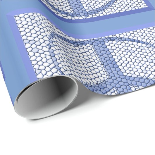 Blue Peace Signs Wrapping Paper Geschenkpapier (Rolleneckpunkt)