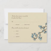 Blue Peach Blossoms Sakura Asian Wedding RSVP Card Karte (Vorderseite)