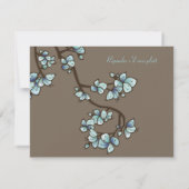 Blue Peach Blossoms Sakura Asian Wedding RSVP Card Karte (Rückseite)
