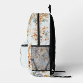 Blue Peach Floral Copper Rosegold Farbrücksatz Bedruckter Rucksack (Rechts)