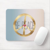 Blue Peach Gefärbte Krawatte Gold Peace Sign Be Pe Mousepad (Mit Mouse)