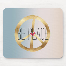 Blue Peach Gefärbte Krawatte Gold Peace Sign Be Pe Mousepad