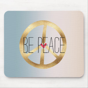 Blue Peach Gefärbte Krawatte Gold Peace Sign Be Pe Mousepad