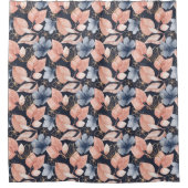Blue, Peach & Gold Florals Duschvorhang (Vorderseite)