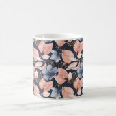 Blue, Peach & Gold Florals Stilvolle botanische Ku Kaffeetasse (Mittel)