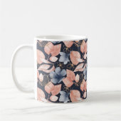 Blue, Peach & Gold Florals Stilvolle botanische Ku Kaffeetasse (Links)