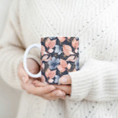 Blue, Peach & Gold Florals Stilvolle botanische Ku Kaffeetasse