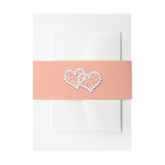 Blue, Peach Hearts Wedding Invitation Bly Band (Vorderseite Beispiel)