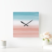 Blue Peach Ombre Quadratische Wanduhr (Zuhause)