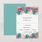 Blue Peach Rose Florenz RSVP Karte (Vorne/Hinten)