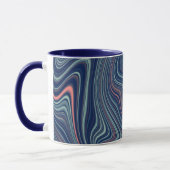 Blue & Peach Wavy Marbling Agate Abstraction Tasse (Links)