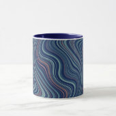 Blue & Peach Wavy Marbling Agate Abstraction Tasse (Zentrum)