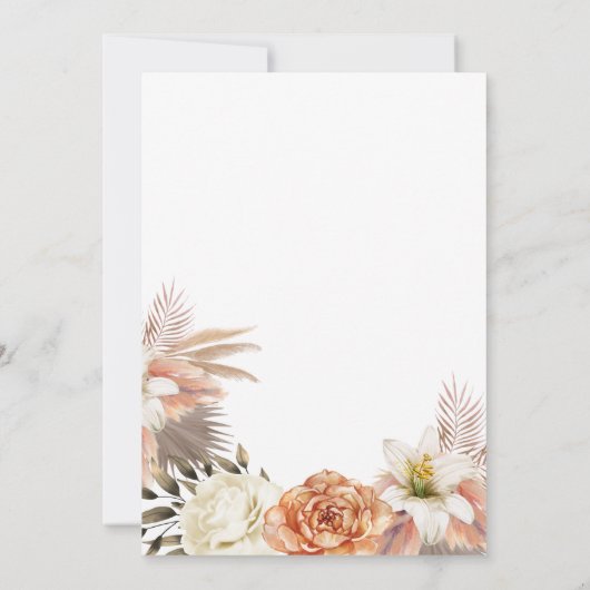 Blue Peach Wedding Reception Card Einladung (Rückseite)