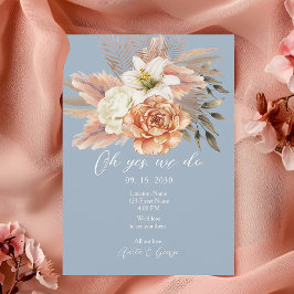 Blue Peach Wedding Reception Card Einladung