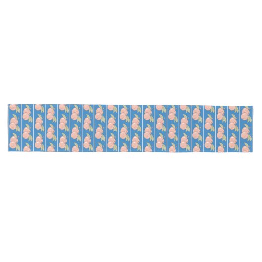 Blue Peaches Pattern Blue Table Runner Mittelgroßer Tischläufer (Horizontal)