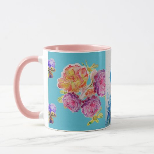 Blue Peacock Aqua Rose Tasse (Links)