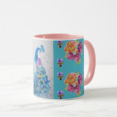 Blue Peacock Aqua Rose Tasse (VorderseiteRechts)