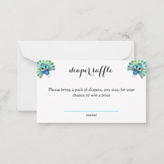 Blue Peacock Baby Duschdusche Windelwaschkarte Mitteilungskarte (Vorderseite)