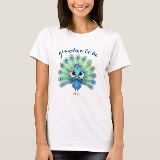 Blue Peacock Baby Dusche Oma T - Shirt (Vorderseite)