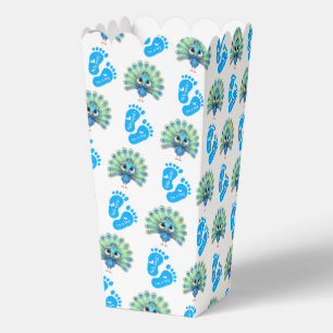 Blue Peacock Baby Dusche Popcorn Gefälligkeitsbox Geschenkschachtel