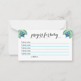 Blue Peacock Baby Duschkabine Prayers Card Mitteilungskarte