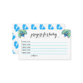Blue Peacock Baby Duschkabine Prayers Card Mitteilungskarte (Vorderseite/Rückseite Beispiel)