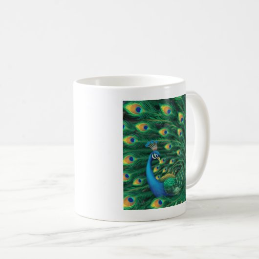 Blue Peacock Bird Kaffeetasse (VorderseiteRechts)