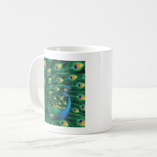 Blue Peacock Bird Kaffeetasse (Vorderseite Links)