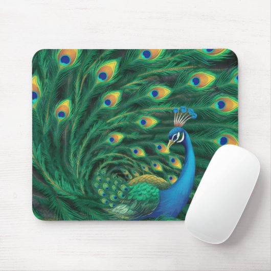Blue Peacock Bird Mousepad (Mit Mouse)