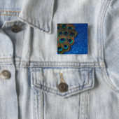 Blue Peacock Bouquet Glitterie Stillleben Button (Beispiel)