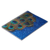 Blue Peacock Bouquet Glitterie Stillleben Notizblock (Linke Seite)