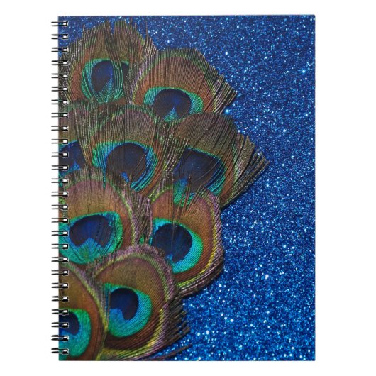 Blue Peacock Bouquet Glitterie Stillleben Notizblock (Vorderseite)