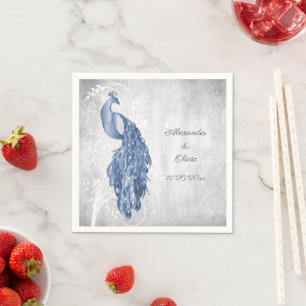 Blue Peacock Brautparty Napkins Serviette