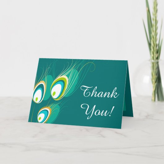 Blue Peacock Falten Dankeschön Karte (Vorderseite)