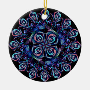 Blue Peacock Feather Keramik Ornament