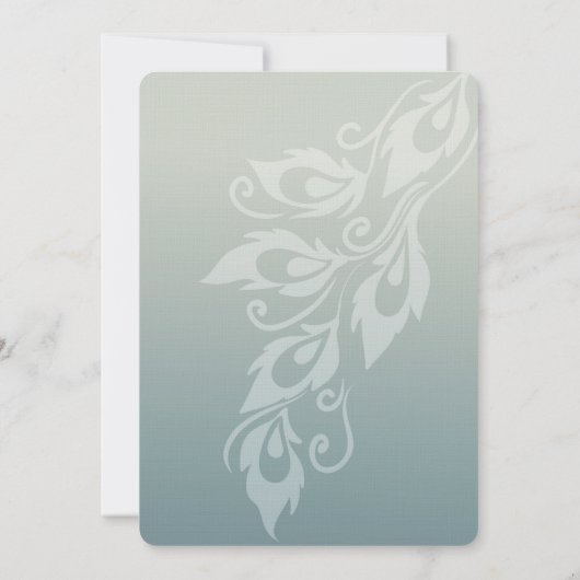 Blue Peacock Feather Wedding Einladung (Rückseite)