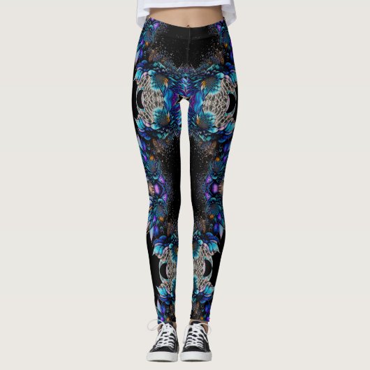 Blue Peacock Feathers Leggings (Vorderseite)