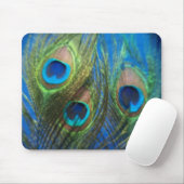 Blue Peacock Feathers Mousepad (Mit Mouse)