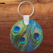 Blue Peacock Feathers Schlüsselanhänger (Vorderseite)