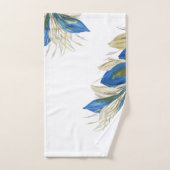 Blue Peacock Feathers Watercolor Handgemalt Badhandtuch Set (Handtuch)
