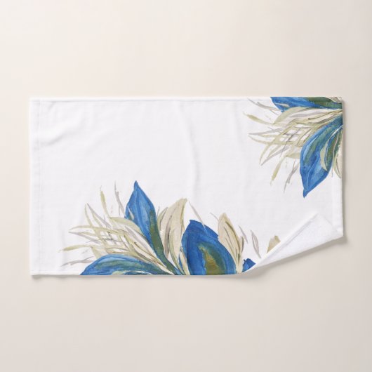 Blue Peacock Feathers Watercolor Handgemalt Badhandtuch Set (Handtuch)