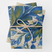 Blue Peacock Feathers Watercolor Handgemalt Geschenkpapier Set (Beispiel)